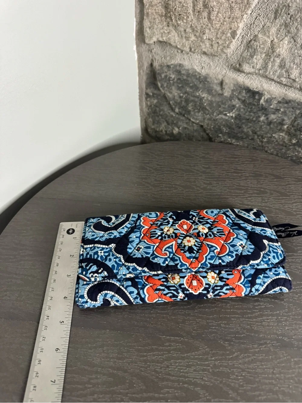 Vera Bradley Quilted Blue Floral Print Wallet Clutch
